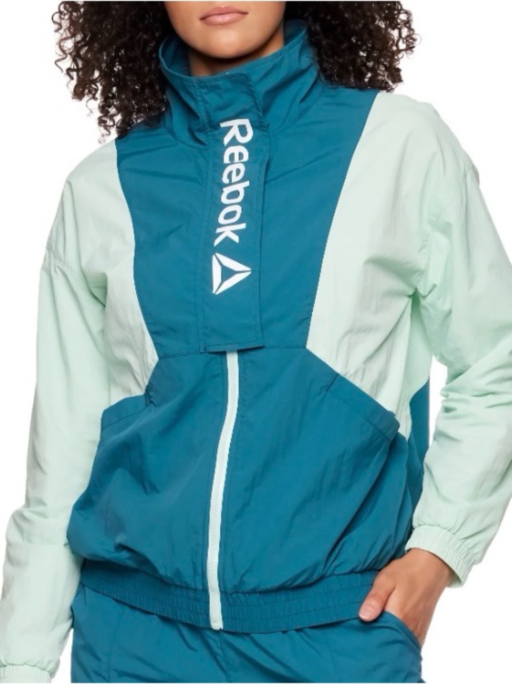 Reebok L Retro Style Windbreaker Track Jacket Color Block 80s Spring Fall Casual